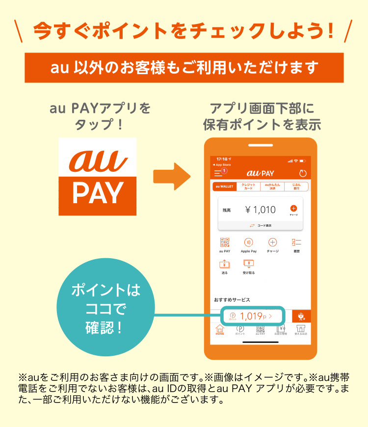 今すぐポイントをチェックしよう!au以外のお客様もご利用いただけます
